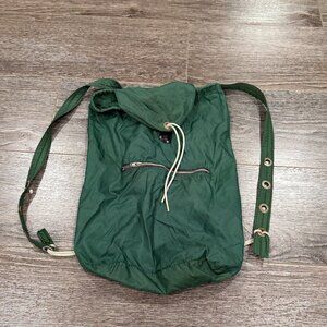 Vintage Green Nylon Backpack Retro Travel Style